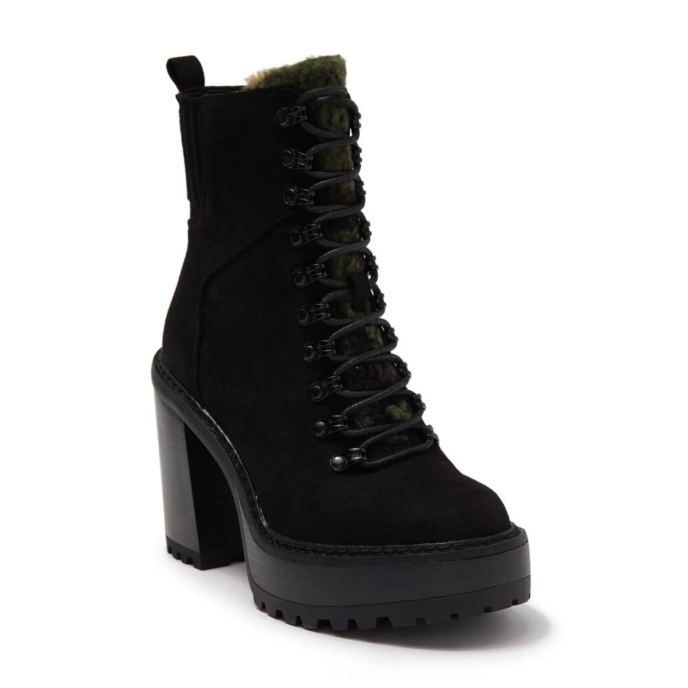 New Madden Girl Kikki Faux Suede Platform Boot In Black Women's Size 8